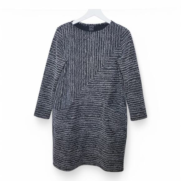 Clara Sun Woo Front Pocket Tunic Dress Black & White Knit - Size S - Picture 1 of 7